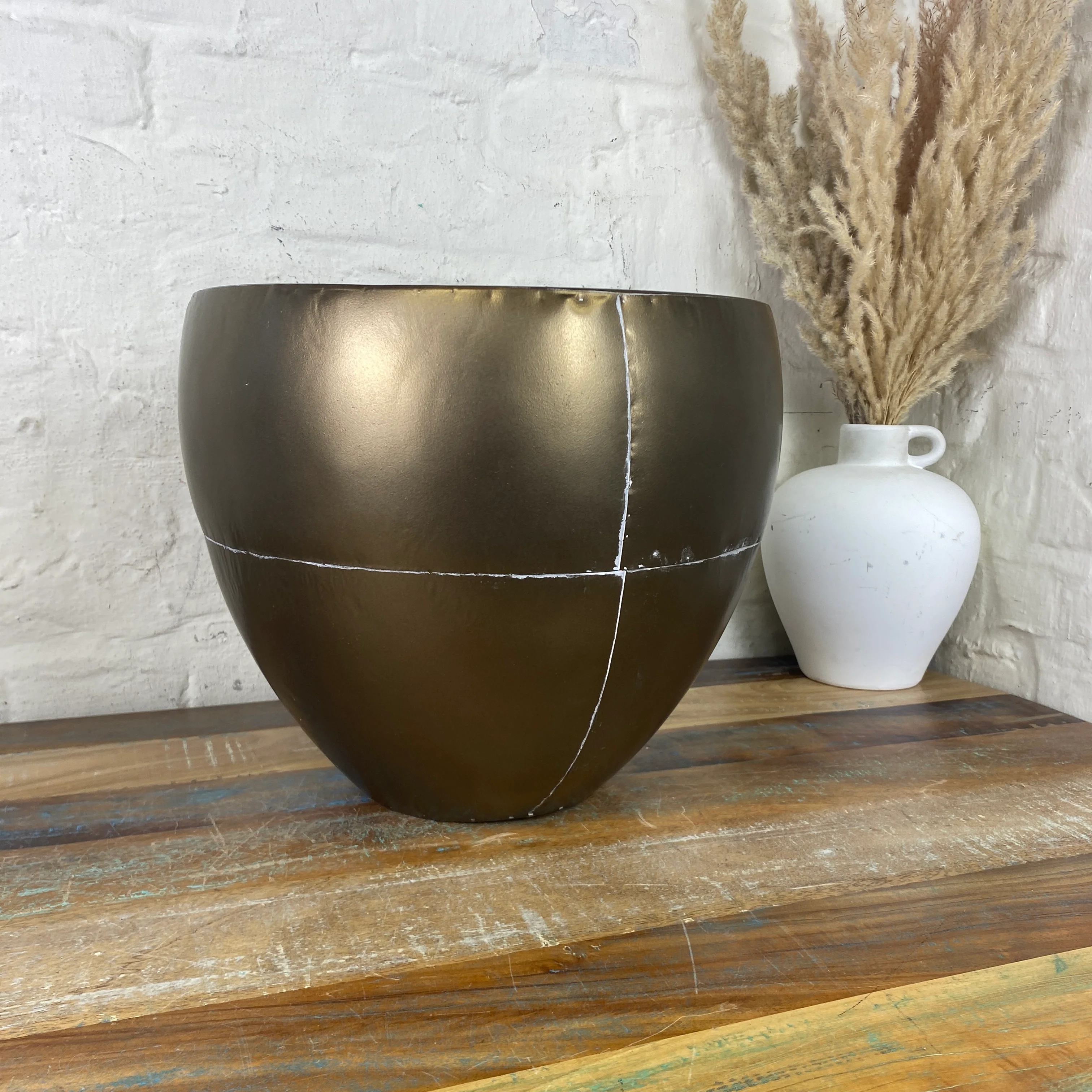 Blumentopf messing Metall 34x29 Übertopf Deko - Image 3