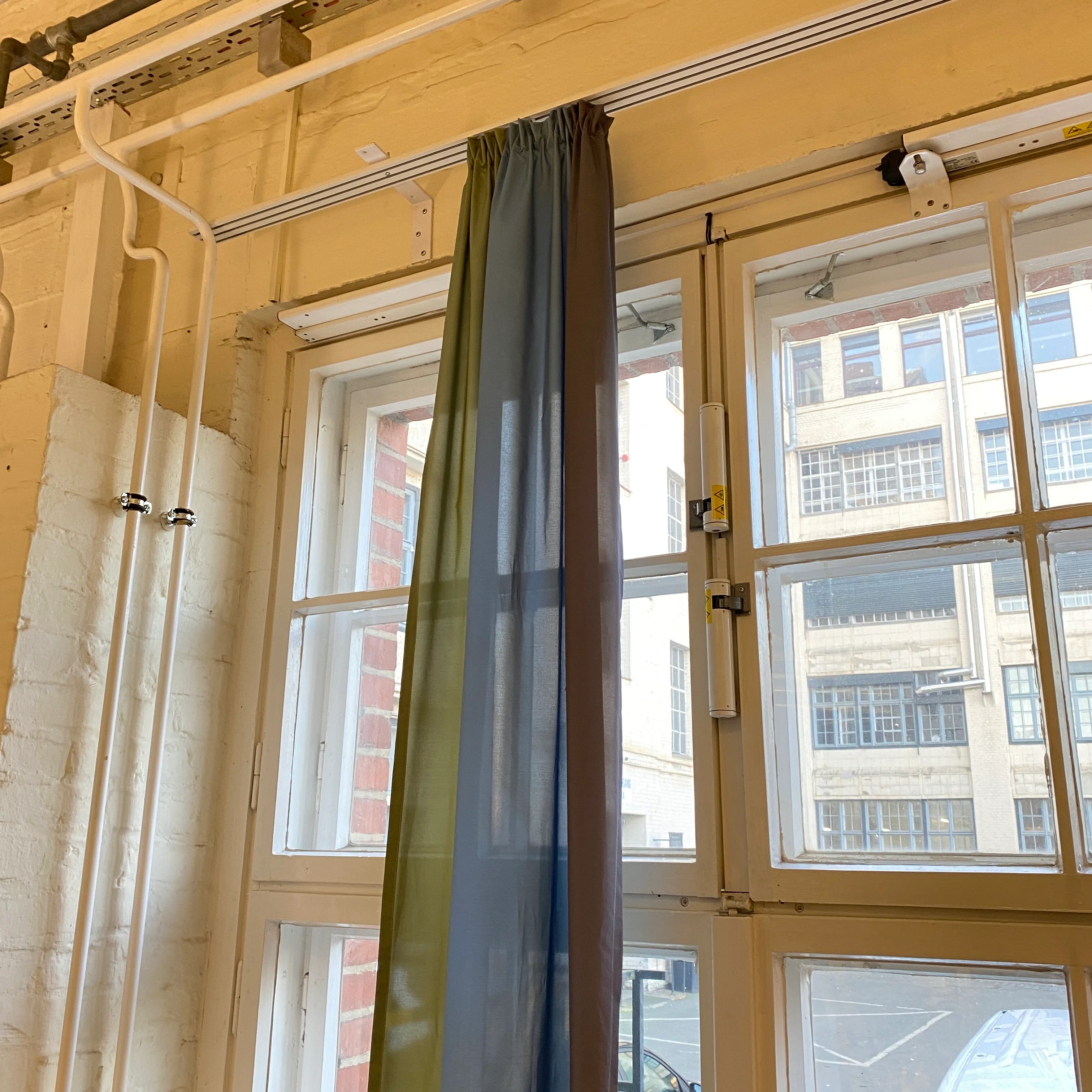 Gardine Vorhang Schal Stoff 245x30 grün-blau-lila lichtdurchlässig - Image 6