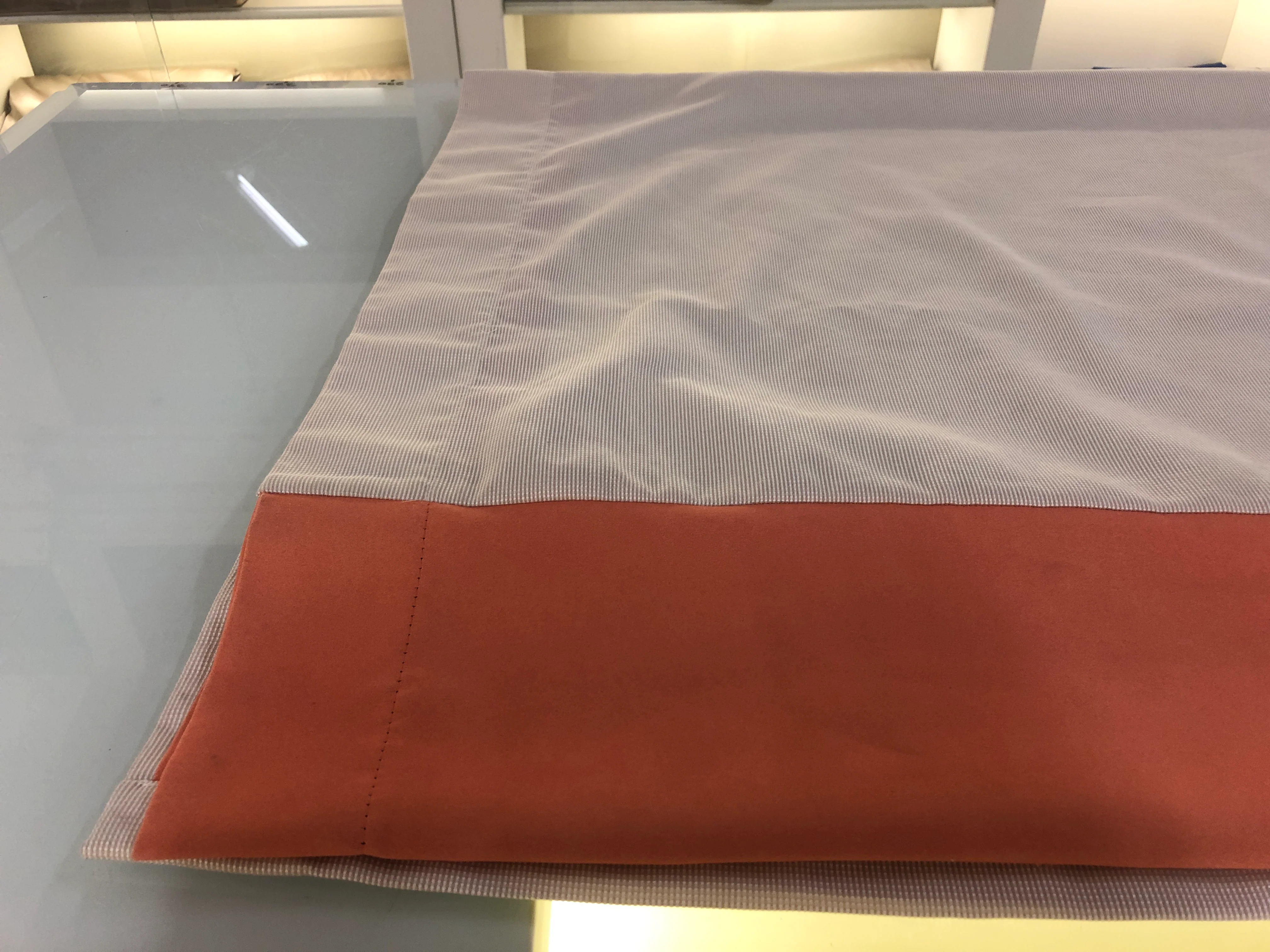 Gardine Vorhang Verdunkler gebraucht 250x80 beige mit orangem Streifen - Image 4