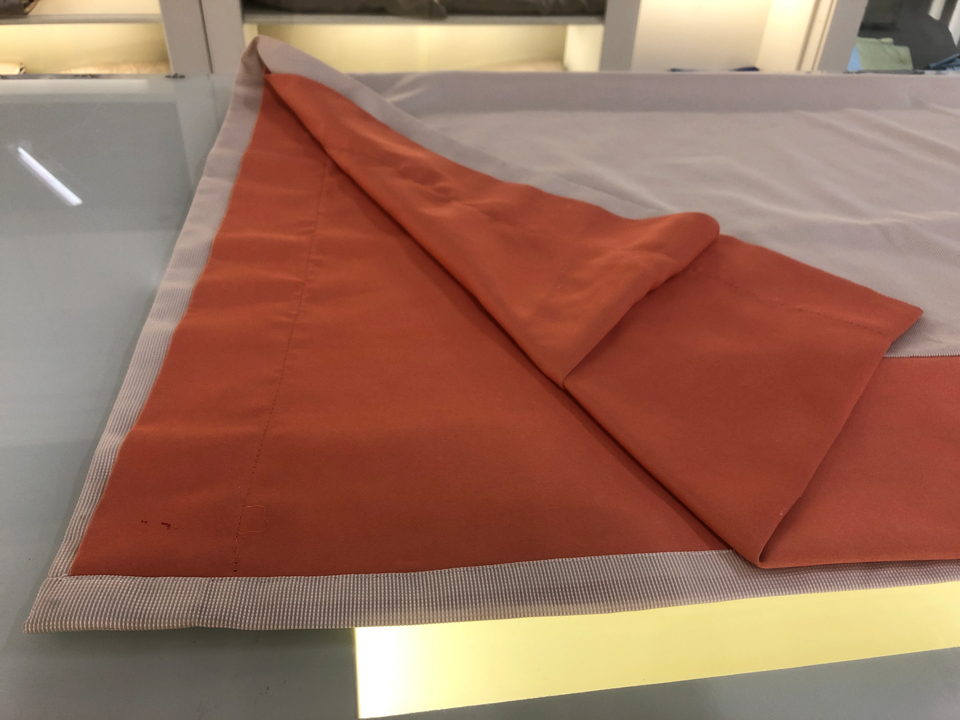 Gardine Vorhang Verdunkler gebraucht 250x80 beige mit orangem Streifen - Image 5