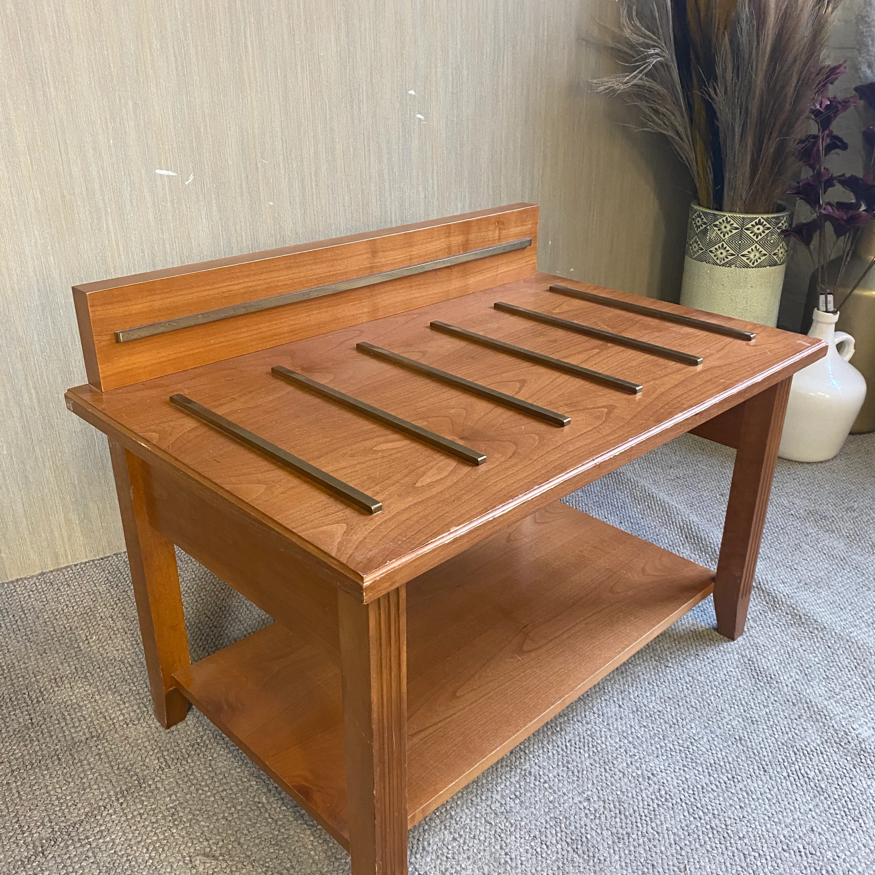 Kofferbank Kirsche Holz mit Ablage – Bank gebraucht - Image 3