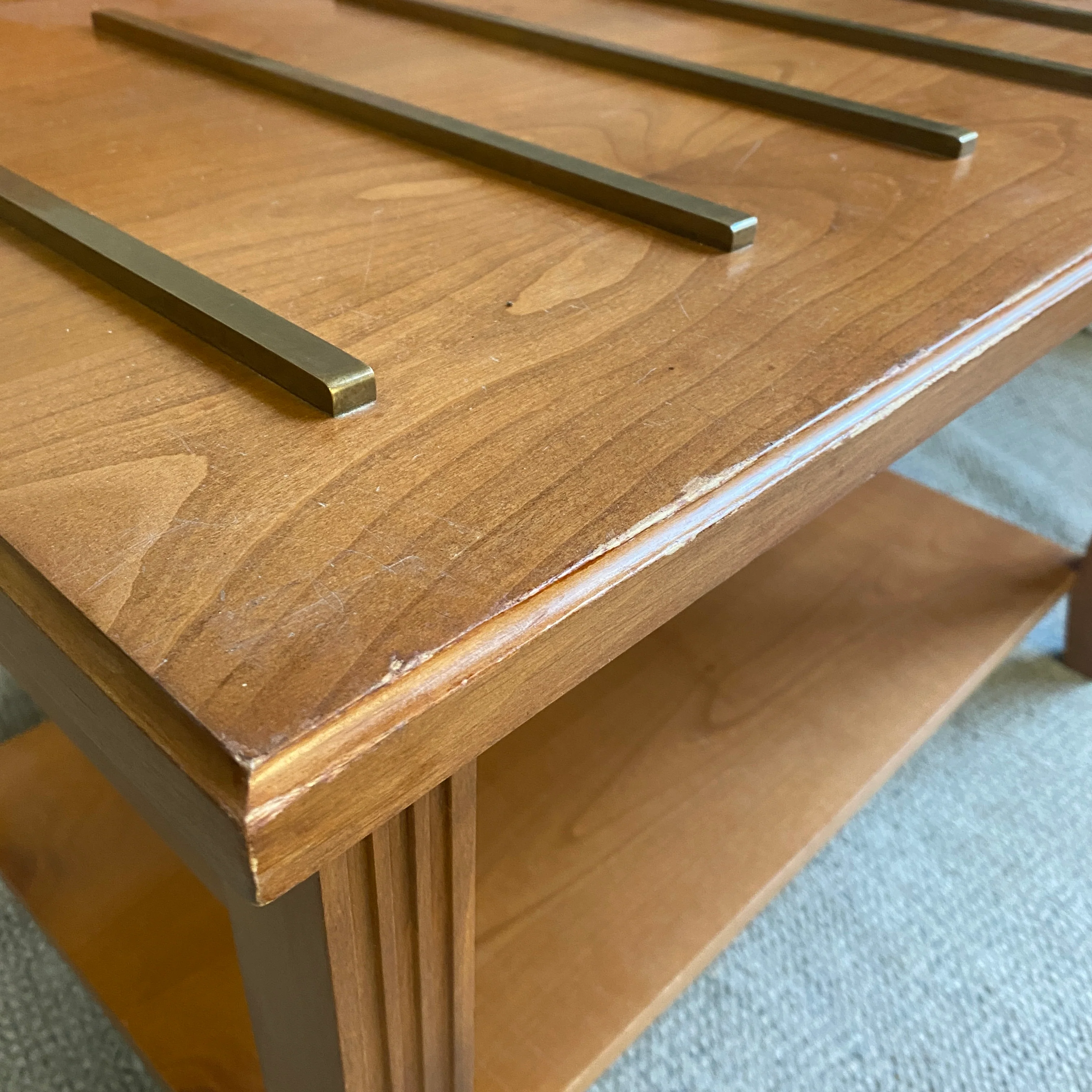 Kofferbank Kirsche Holz mit Ablage – Bank gebraucht - Image 6