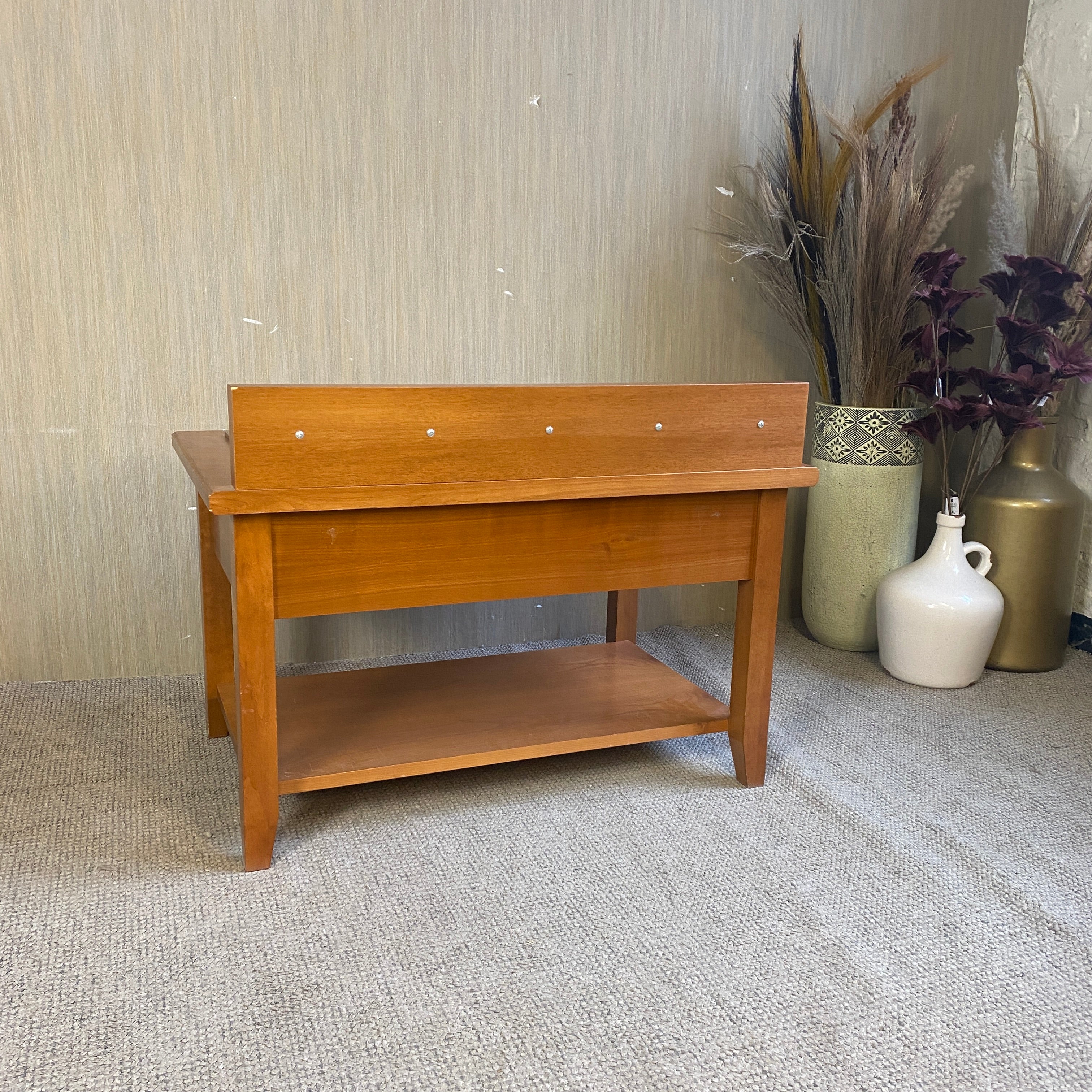 Kofferbank Kirsche Holz mit Ablage – Bank gebraucht - Image 8