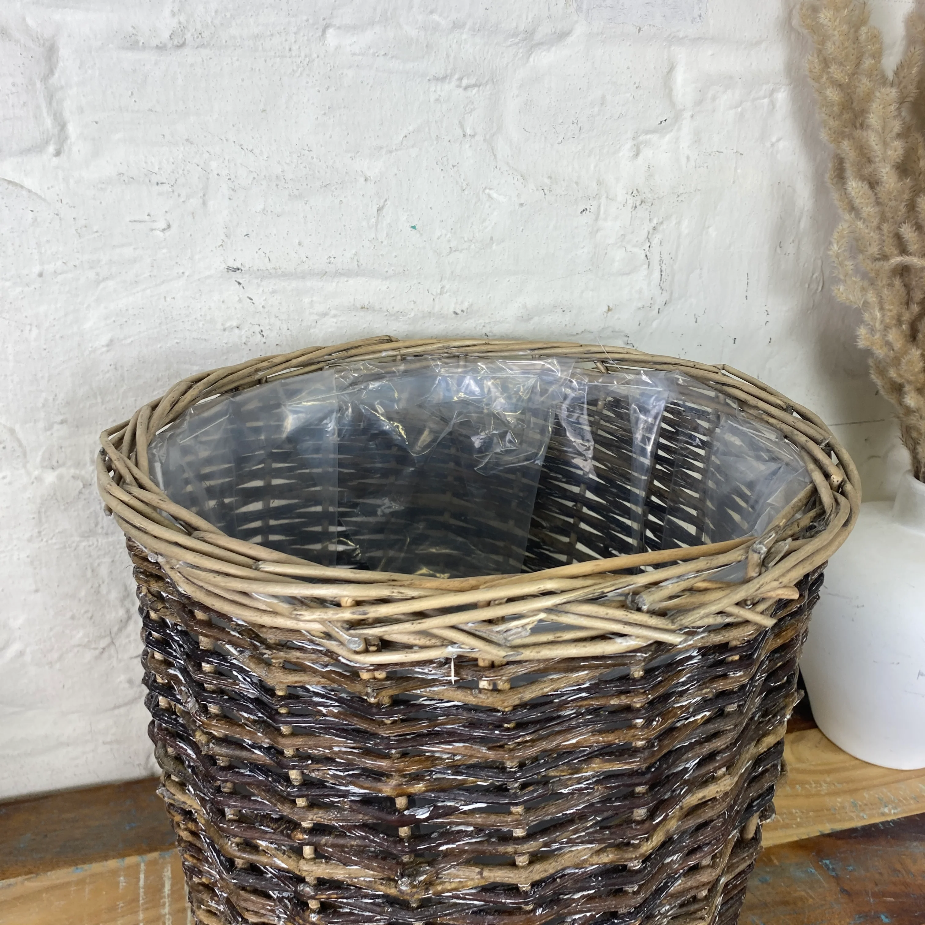 Blumentopf Korb Holz 35x33 mit Kunststoff beschichtet Deko - Image 6