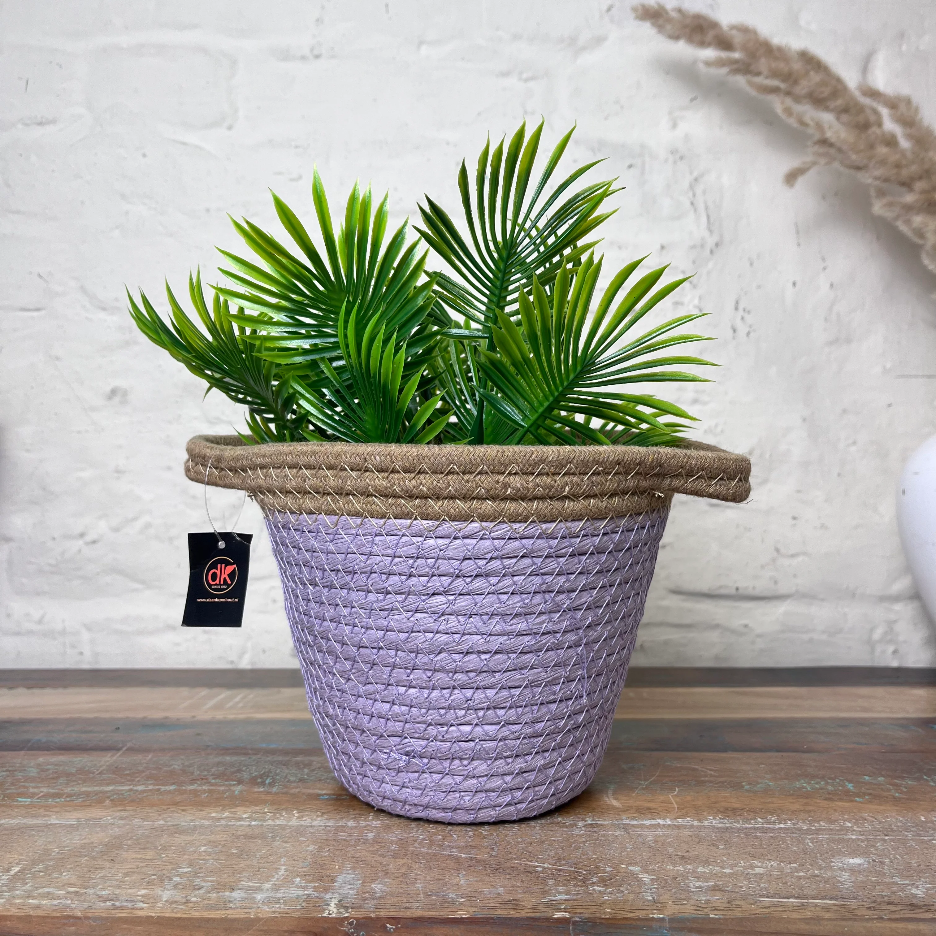 Tripoli Korb Blumentopf lila Naturfaser 20cm - Image 3