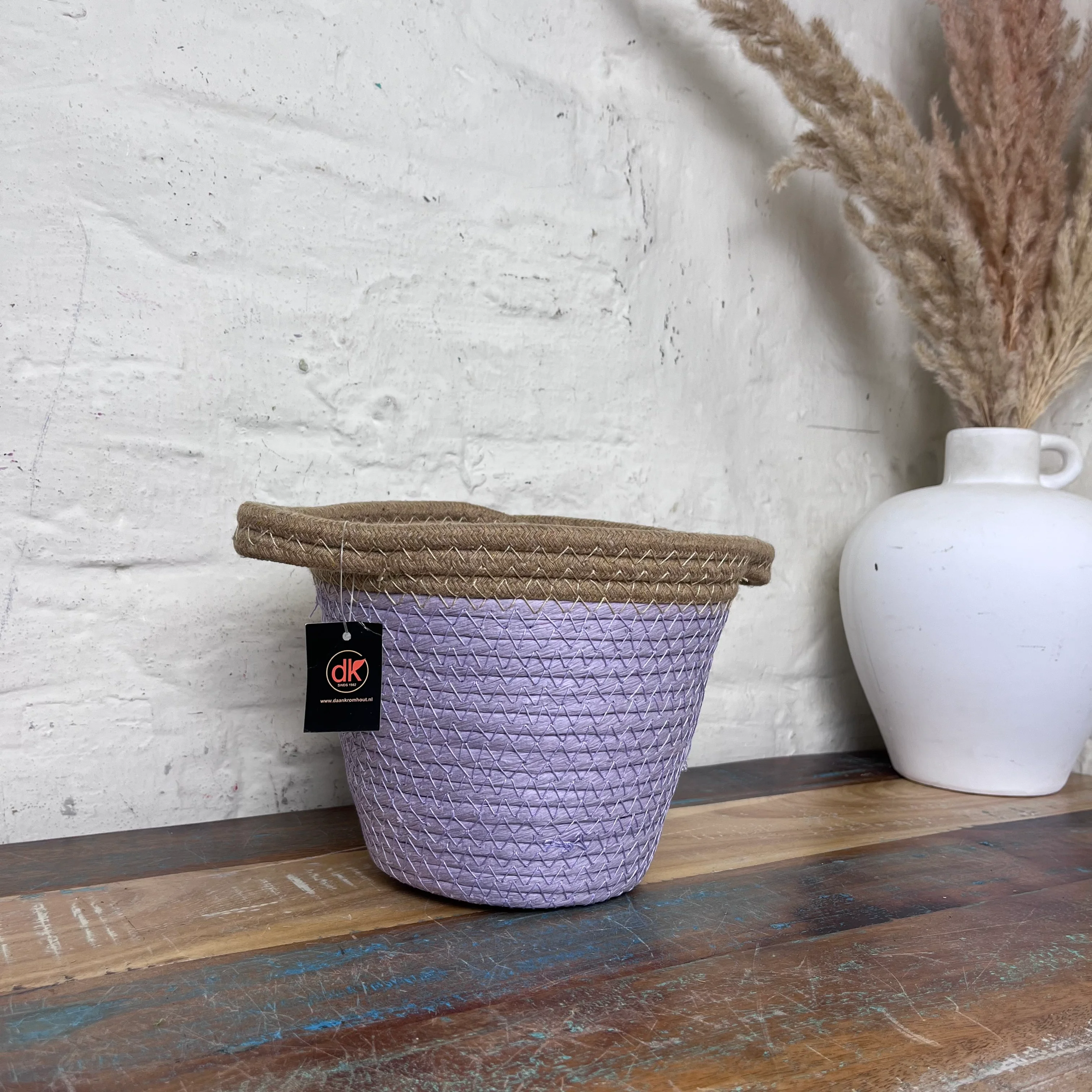 Tripoli Korb Blumentopf lila Naturfaser 20cm - Image 4