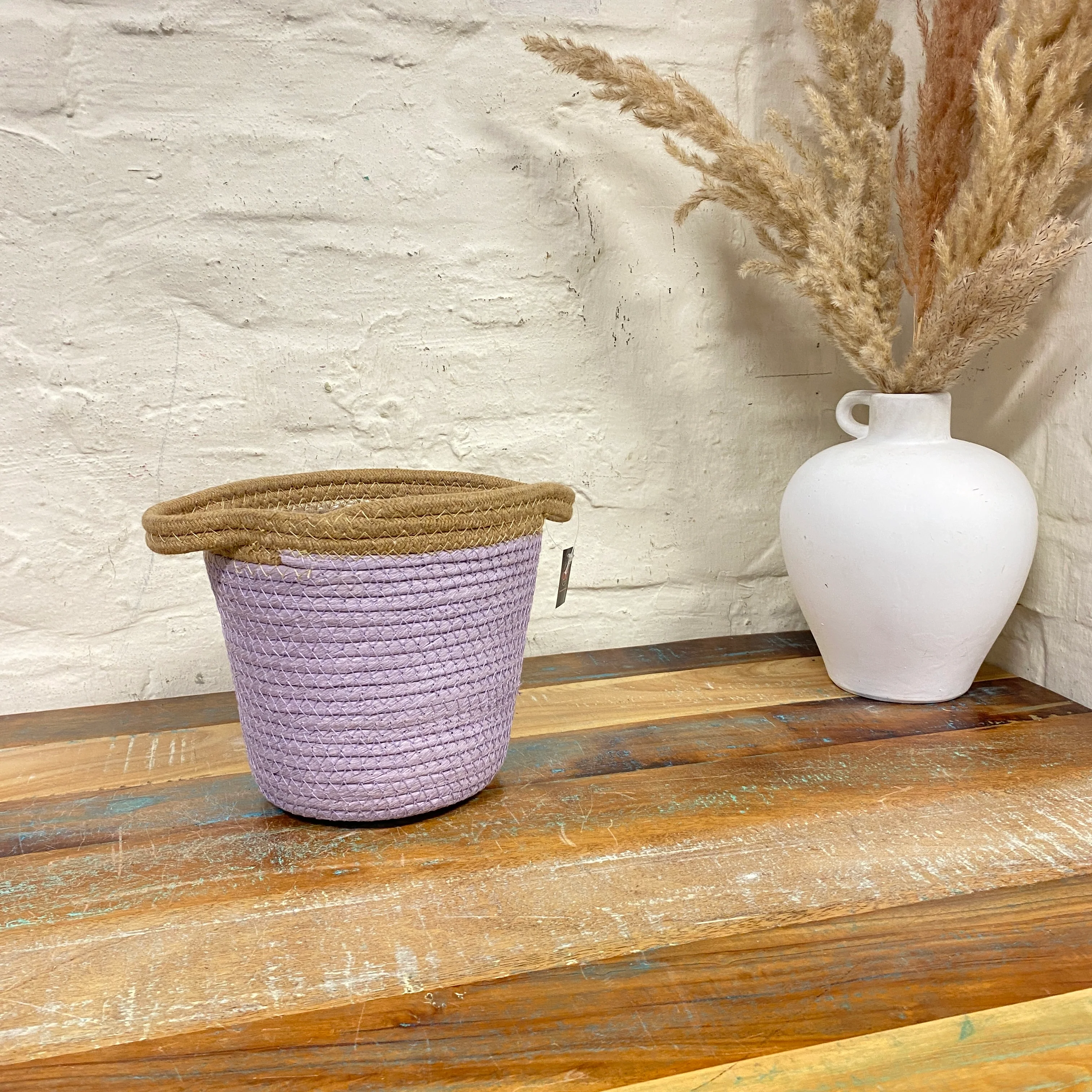 Tripoli Korb Blumentopf lila Naturfaser 28cm Blumentopf natürlich - Image 4