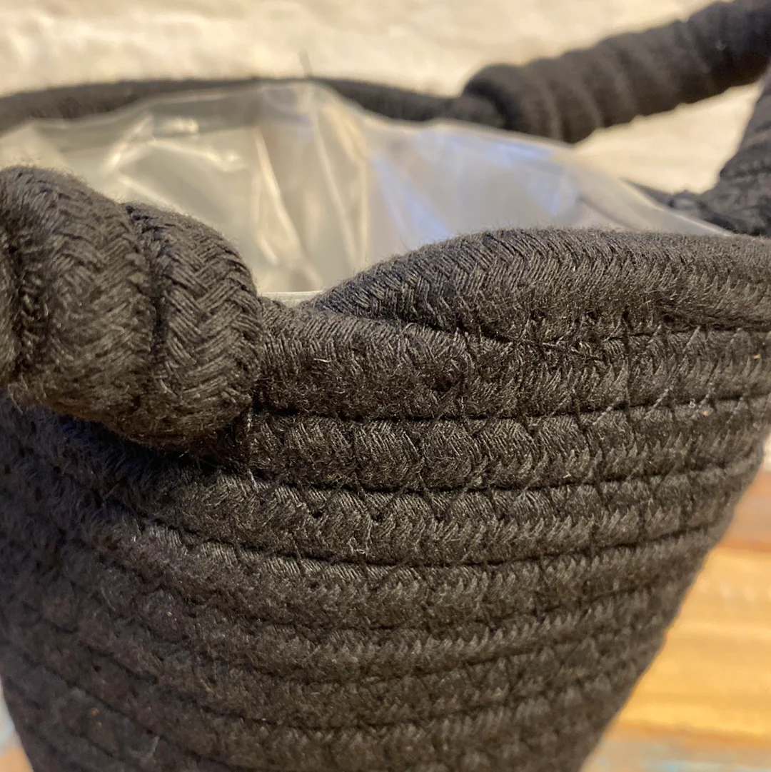 Korb Übertopf schwarz Baumwolle mit Henkel 18 cm - Image 3