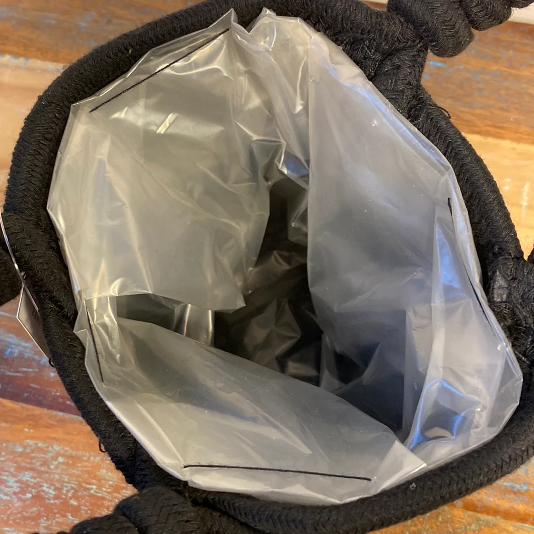 Korb Übertopf schwarz Baumwolle mit Henkel 18 cm - Image 4