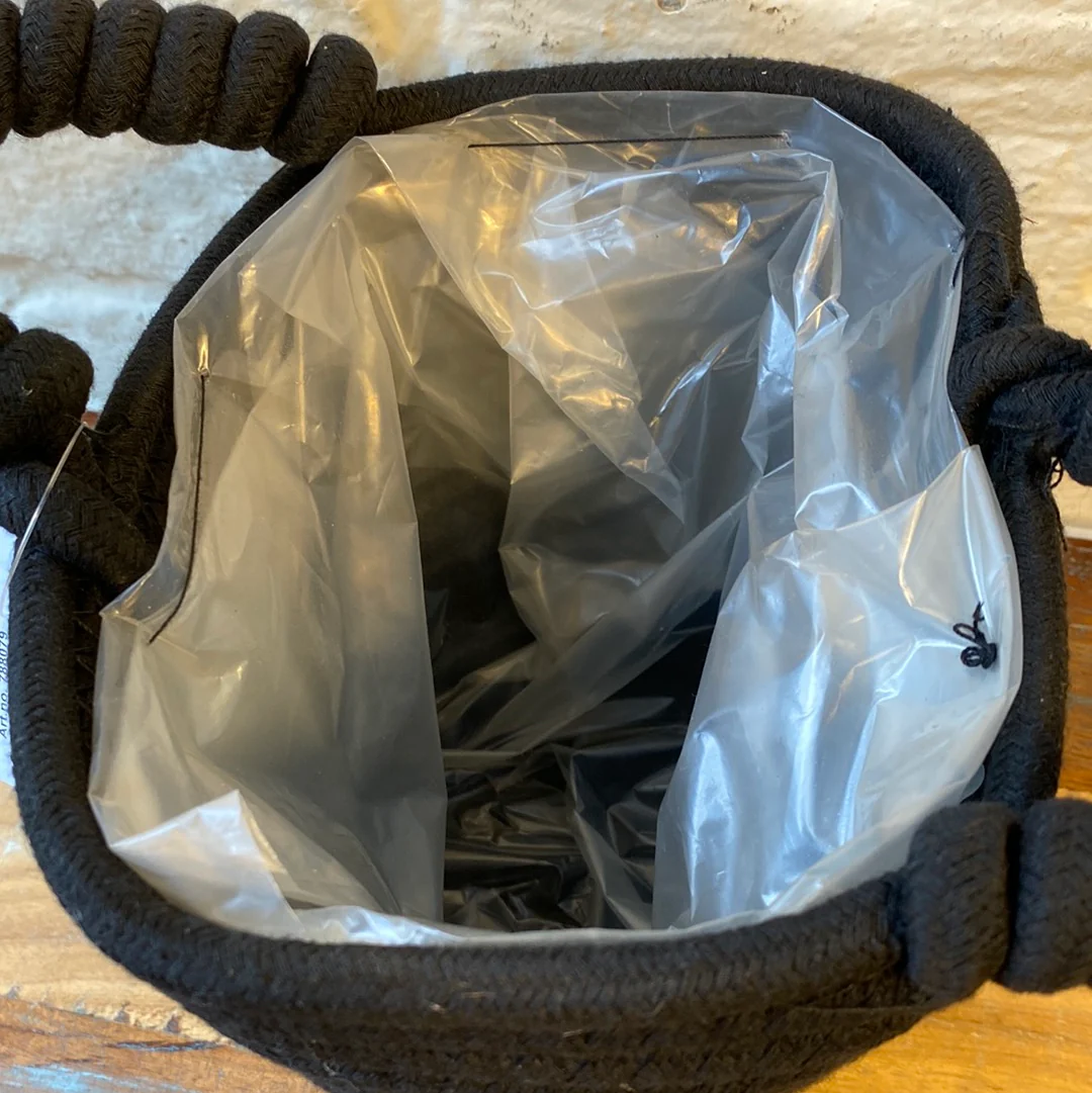 Korb Übertopf schwarz Baumwolle mit Henkel 20cm - Image 3