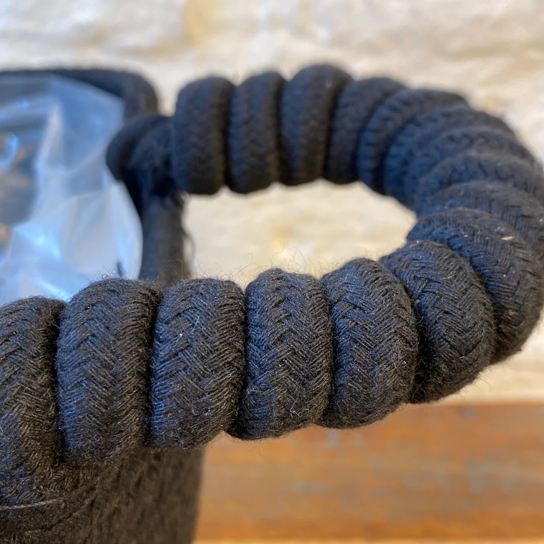 Korb Übertopf schwarz Baumwolle mit Henkel 20cm - Image 4