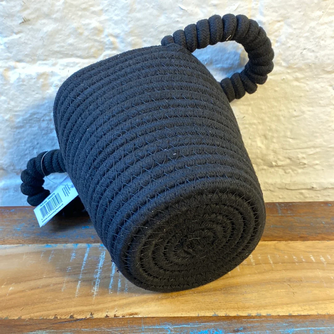 Korb Übertopf schwarz Baumwolle mit Henkel 20cm - Image 7