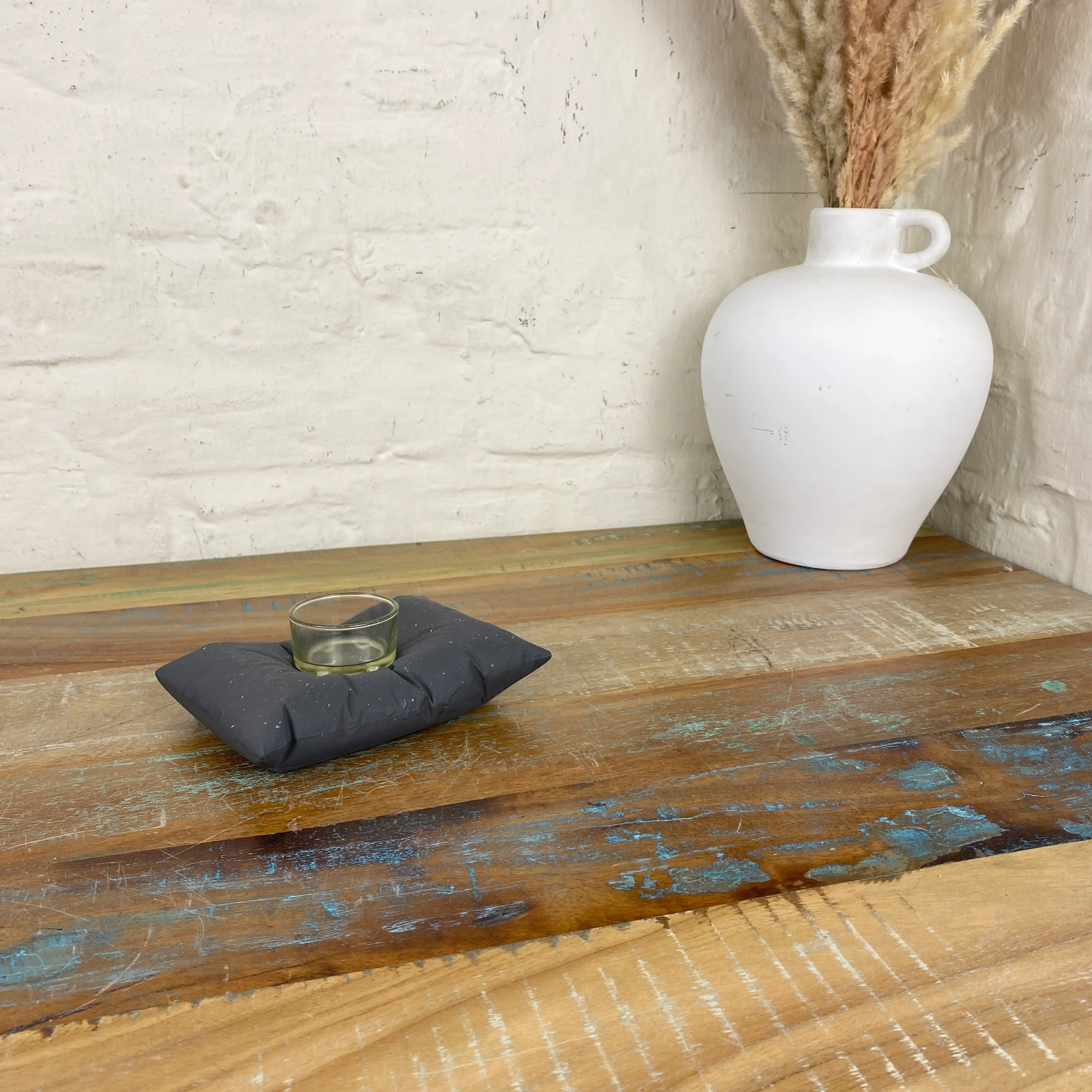 SENZA Teelichthalter Kissen anthrazit grau 14cm Dekoration - Image 5