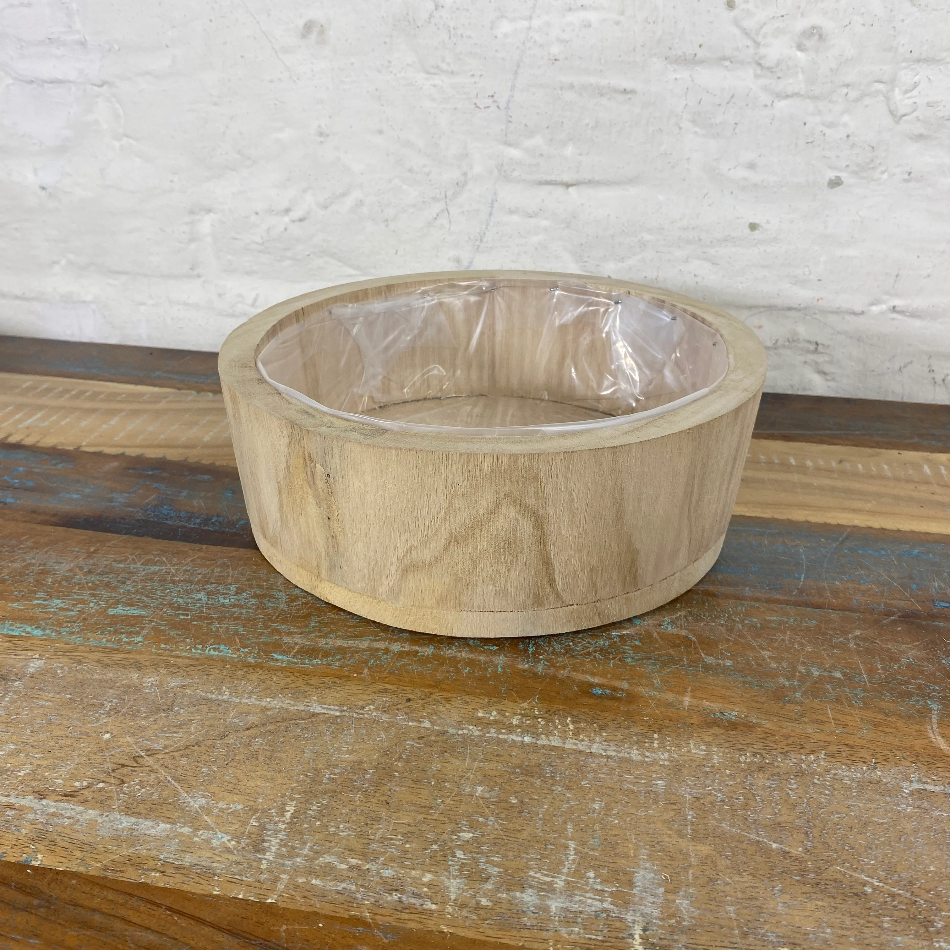 Holz Blumentopf Vollholz 7er Set mit Kunststoff Beschichtung natürlich Übertopf - Image 6