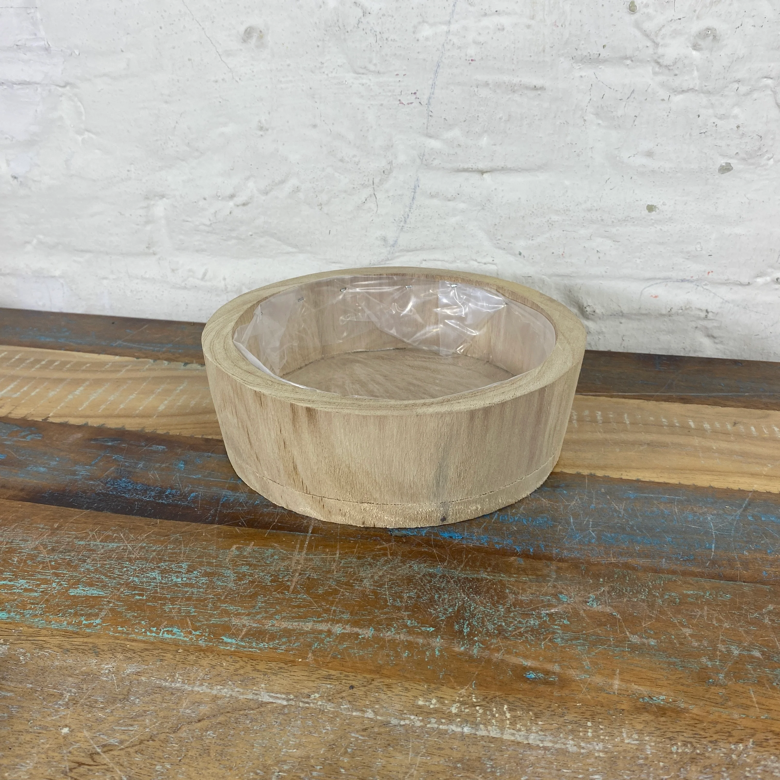 Holz Blumentopf Vollholz 7er Set mit Kunststoff Beschichtung natürlich Übertopf - Image 7