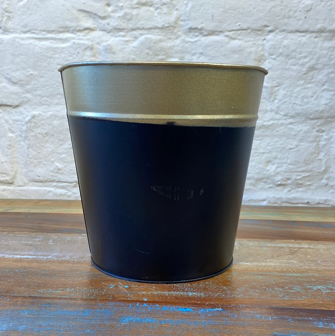 Blumentopf schwarz golden Metall Übertopf - Image 3